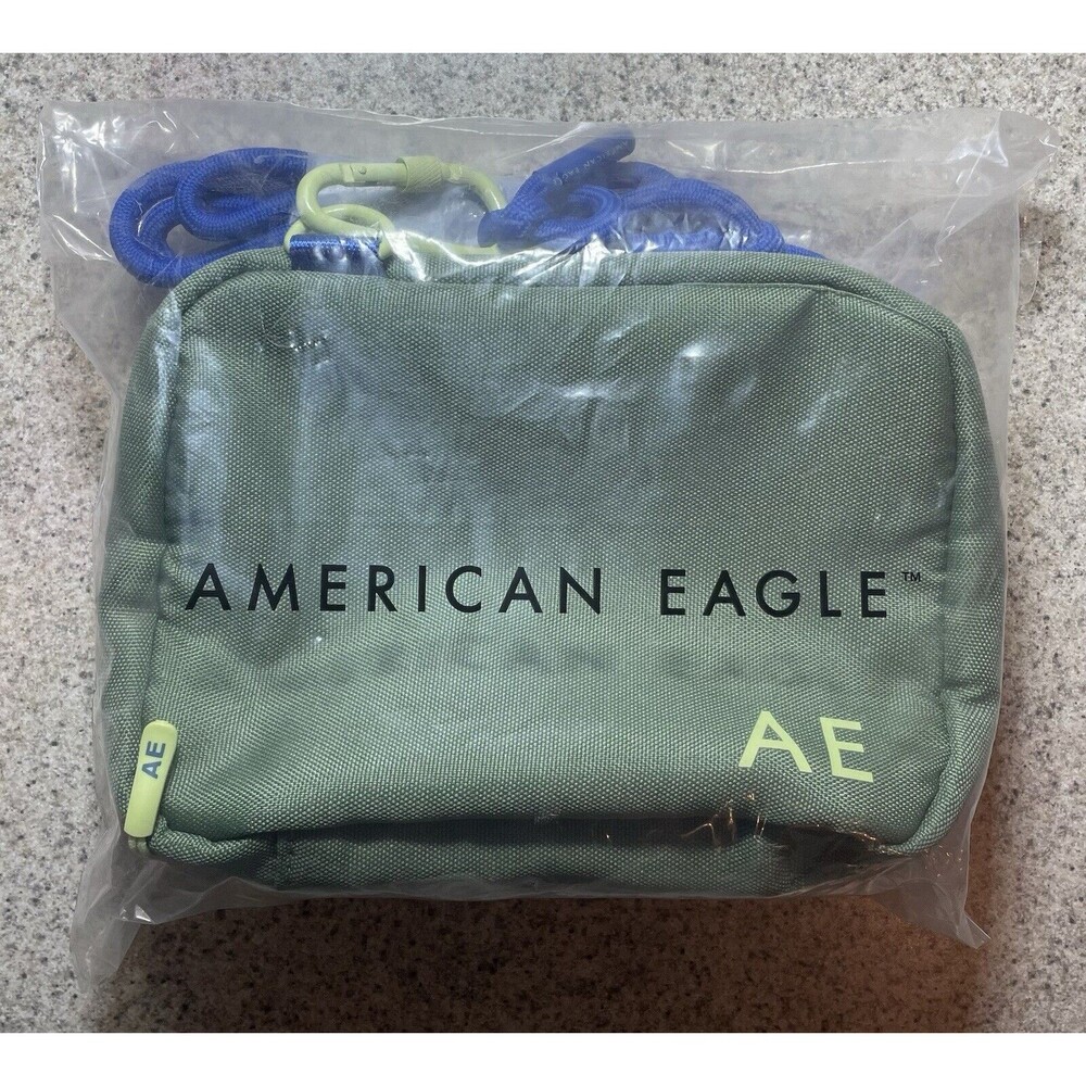 AMERICAN EAGLE OUTFITTERS Olive Green Blue Small CROSSBODY BAG PURSE Zipper